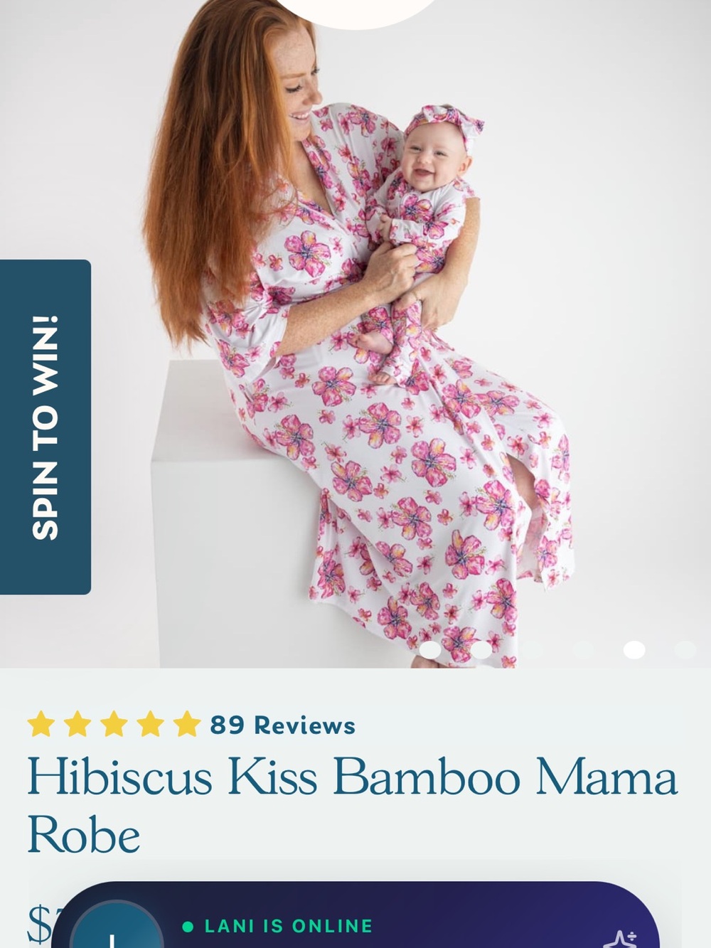 Coco Moon NWOT Hibiscus Kiss Bamboo Mama Robe, Size M/L